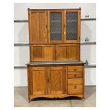EARLY SELLERS CABINET WITH 7 SELLERS JAR, BUILT IN