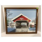 OIL ON CANVAS ARTIST SIGNED COVERED BRIDGE