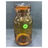 PUTNAM AMBER FRUIT JAR WITH LID