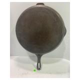 #12 - 14 INCH CAST IRON SKILLET WITH POUR SPOUTS &