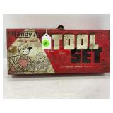 VINTAGE HANDY ANDY TOOL SET METAL TOOL BOX WITH 4