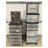 LOT OF PLASTIC & METAL ORGANIZER BINS