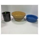 CROWN BANDED PRIMITIVE STONEWARE 9 1/2" BOWL,