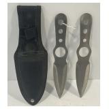 SET OF TWO STAINLESS STEEL THROWING KNIVES WITH