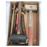 LARGE LOT OF ASSORTED HAMMERS, RUBBER MALLETS AND