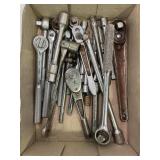 LARGE LOT OF RATCHET WRENCES, EXTENSIONS AND MORE
