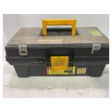 PLASTIC TOOLBOX WITH CONTENTS - SOCKETS, HAMMERS,