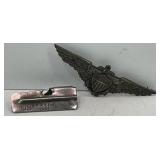 STERLING SILVER U.S. NAVY NAVAL PILOTS BADGE AND