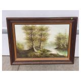 OUTDOOR SCENE OIL ON CANVAS ARTIST SIGNED PAINTING