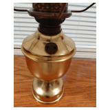 BRASS OIL LAMP W/ MILKGLASS SHADE - 20" TALL
