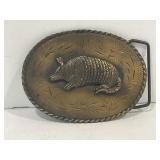 1981 SPEC-CAST ARMADILLO BRASS BELT BUCKLE