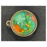 GLASS GLOBE 5/8" URANIUM MARBLE PENDANT - GLOWS