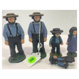 FIVE AMISH CAST IRON FIGURINES - TALLEST IS 4 1/2"