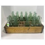 COCA-COLA WOOD POP CRATE WITH 20 VINTAGE BOTTLES