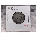 1916-D BARBER HEAD QUARTER