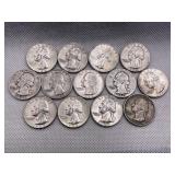 LOT OF 11 WASHINGTON SILVER QUARTERS & 2 SILVER