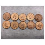 LOT OF 10 ASSORTED DATE INDIAN HEAD CENTS