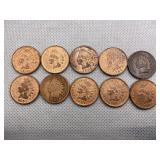 LOT OF 10 ASSORTED DATE INDIAN HEAD CENTS