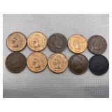 LOT OF 10 ASSORTED DATE INDIAN HEAD CENTS