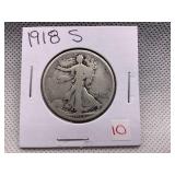 1918-S WALKING LIBERTY HALF DOLLAR