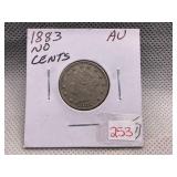 1883 NO CENT V NICKEL AU