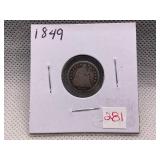 1849 SEATED HALF DIME