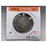1909-S BARBER QUARTER