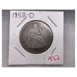 1858-O SEATED LIBERTY HALF DOLLAR