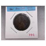 1861 NOVA SCOTIA ONE CENT PIECE
