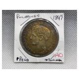 1897 PHILIPPINES PESO WITH TONING
