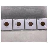 1916-S, 1917-S, 1918-S, 1919-S LINCOLN CENTS