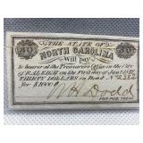 $30 1889 NORTH CAROLINA CONFEDERATE TREASURY
