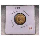 1915 INDIAN HEAD $2.50 GOLD COIN