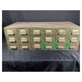 INDUSTRIAL 18 DRAWER METAL BOLT BIN - 34" X 17" X