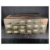 INDUSTRIAL 18 DRAWER METAL BOLT BIN - 34" X 17" X