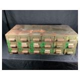 INDUSTRIAL 18 DRAWER METAL BOLT BIN - 34" X 17" X