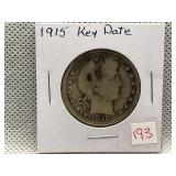 1915 BARBER HALF DOLLAR KEY DATE