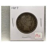 1907 BARBER HALF DOLLAR