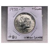1970-D SILVER KENNEDY HALF DOLLAR BU