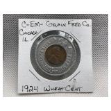 1924 LINCOLN GOOD LUCK CENT C-EM-GAIN FEED COMPANY