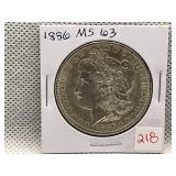 1886 MORGAN DOLLAR MS63