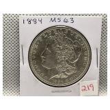1884 MORGAN DOLLAR MS63