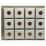 LOT OF 12 - 1951-D LINCOLN CENTS