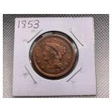 1853 LARGE CENT - BRAIDED HAIR