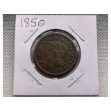 1850 LARGE CENT - BRAIDED HAIR