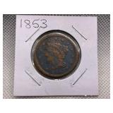 1853 LARGE CENT - BRAIDED HAIR