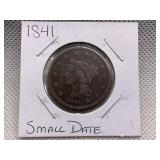 1841 LARGE CENT - BRAIDED HAIR