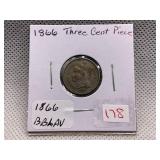 1866 THREE CENT NICKEL