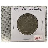 1914 BARBER HALF DOLLAR VG KEY DATE