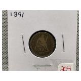 1891 SEATED LIBERTY DIME